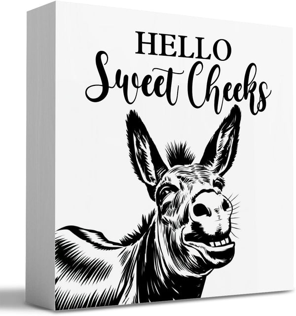 HTBIG Funny Donkey Bathroom Wooden Box Decor Hello Sweet Cheeks Wooden Box Logo