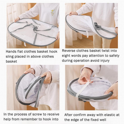 RVXlRDN 3 Herb Drying Rack, Layer Foldable Hanging Mesh Net with Zipper, Outdoor Drying Rack Mesh Dryer for Drying Herb