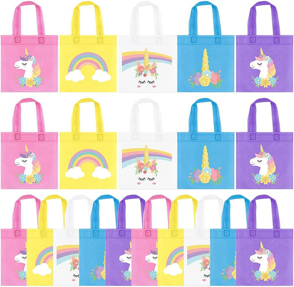 20Pcs Rainbow Party Favor Bags, Reusable Gift Bags for Boy Girls Birthday Party Supplies
