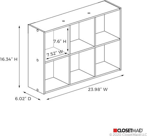ClosetMaid Mini 6-Cube Desktop Storage: Wall Mount Organizer, Weathered Teak