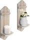 Wall Candle Sconces Set of Two, Rustic Wood Wall Candle Holder Decor,