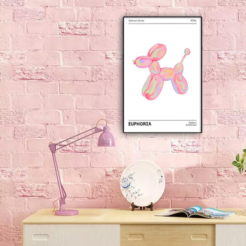 BNGFDV Retro Euphoria Canvas Wall Art, Minimalist Trendy Preppy Abstract Poster, Funky Pink Print for Girls Teen Room