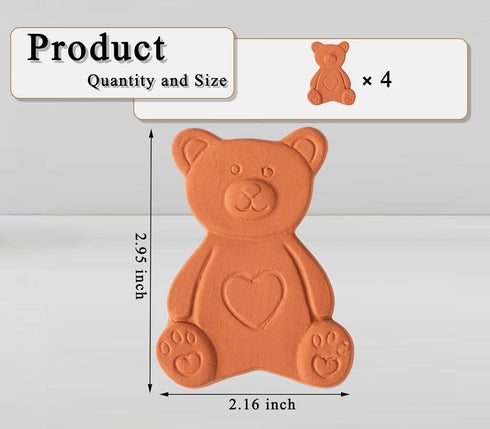 dgudgu 4 PCS Terracotta Brown Sugar Saver Discs Terra Cotta Bear Shaped Brown Sugar Keeper Softener Disc