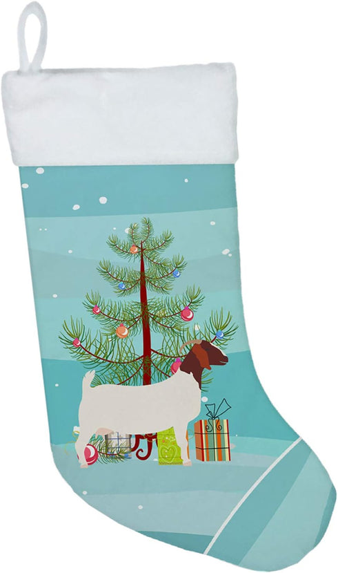 Caroline's Treasures BB9253CS Christmas Stocking, Boer Goat, Teal Fireplace Hanging Holiday Decor
