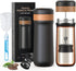 Classic Portable French Press Coffee Mug, 12 oz Stainless Steel Coffee Maker with Carry Loop