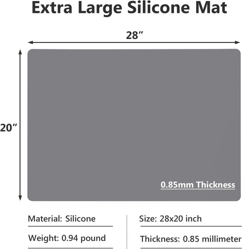 Gartful Extra Large Silicone Mats for Countertop, 28" by 20" Multipurpose Mat, Counter Table Protector, Desk Saver Pad, Placemat Nonstick Nonskid Heat-Resistant Pad, Dark Gray by Gartful