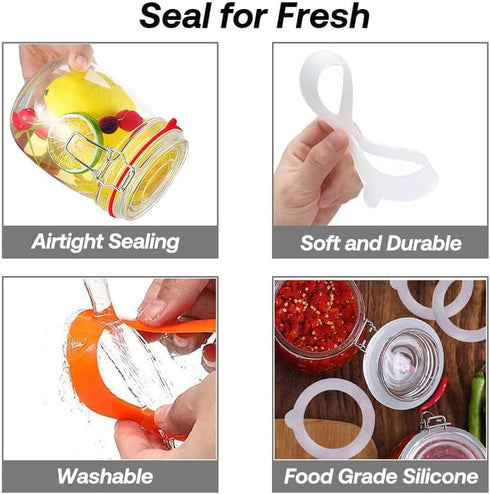 Silicone Replacement Gasket - Airtight Rubber Seals for Mason Jar Lids, Leak-Proof Canning Seals, 10pcs White