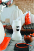 Fun Express Set of 12 Ghost Shape Cups with Straw for Halloween, 8 oz, BPA Free Plastic, Kids Party Supplies, White