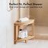 Corner Shower Stool for Inside Shower, HDPE Outdoor Side Table with 2-Tier Storage, Non-Slip Feet, White