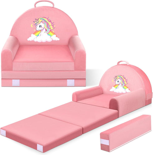 ORWIPO Unicorn Kids Sofa Bed with Removable Washable Cover & Hook and Loop