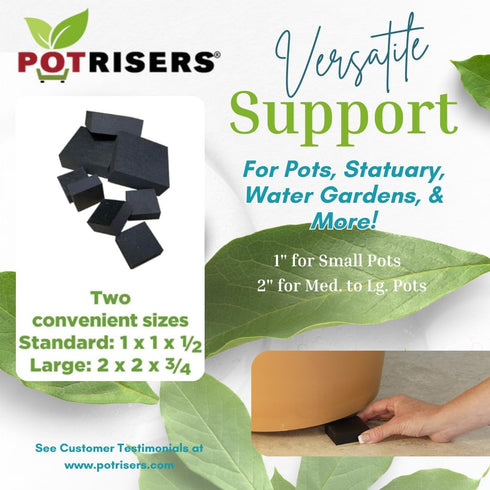 POTRISERS 2" 2" 3/4" 12 3 Large x x - Pieces Outdoor Plant Risers & Drainage Invisible Pot Feet Elevates up