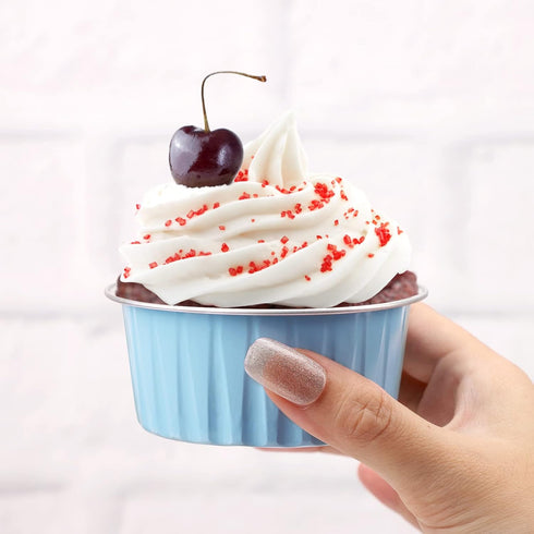 EUSOAR Mini Aluminum Pans with Lids, 30 Pack 5oz Disposable Foil Cupcake Liners, Dessert Cups with Lids