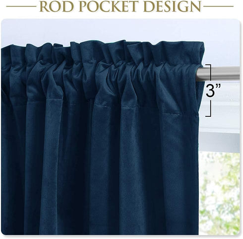 StangH Navy Blue Valances Curtains - Luxury Velvet Tier Curtains for Bedroom, Office Window Dressing