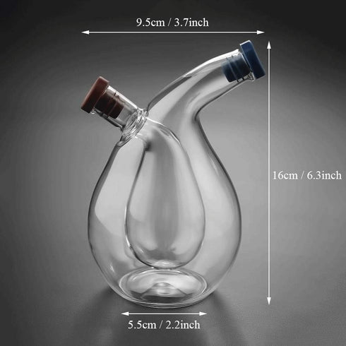 2 1 Clear Glass Oil and Vinegar Bottle, in Olive Oil Dispenser Cruet Bottles Double Pourer Spout Stoppers Kitchen