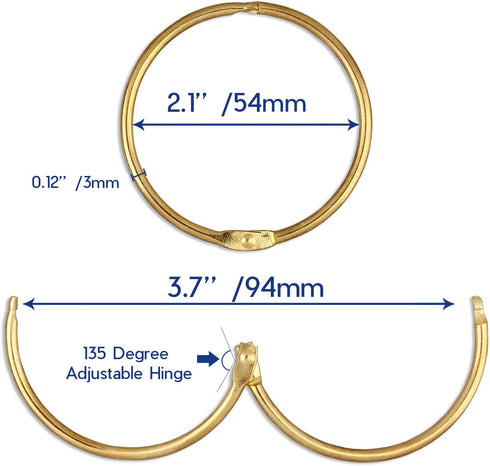 24 Pack Shower Curtain Rings, Rust Proof Hooks for Bathroom, Circular Decorative Metal Rings (Gold)