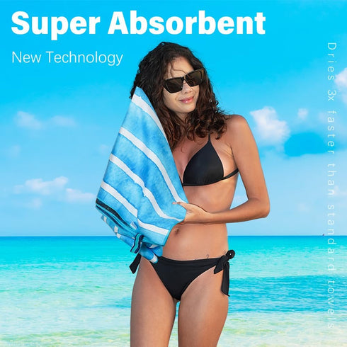 2 Pack Swimming Pack Microfiber Lightweight Beach Towel Sand Free Quick Dry Absorbent Thin Compact Towels for Pool