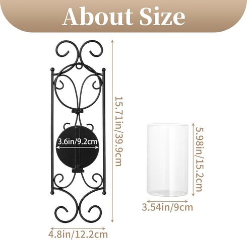 Set 2 Sziqiqi Candle Sconces - of Black Candle Holders for Pillar Contemporary Wall Decorations Sconce Decorative Metal