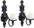 Set 2 GAKA Wall Sconce Candle Holder of Gothic Metal Candle Sconce Black Candle Holders Vintage Wall Mount Candle