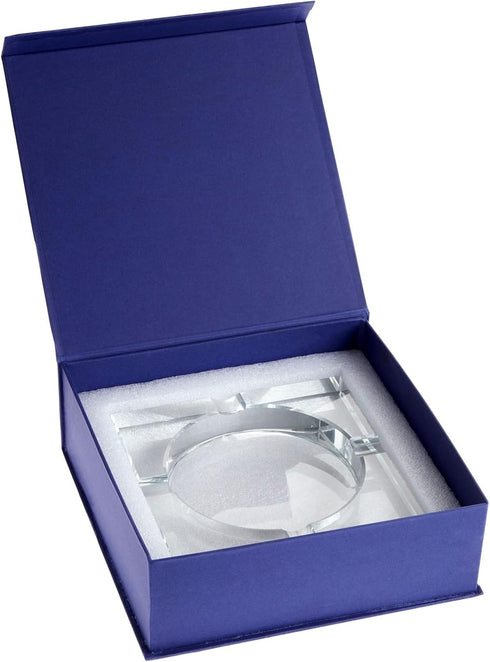 Juvale Glass Crystal Ashtray with 4 Slots for Cigars - Luxury Square Cigarette Holder for Home, Office, Desk (7 x 7 x