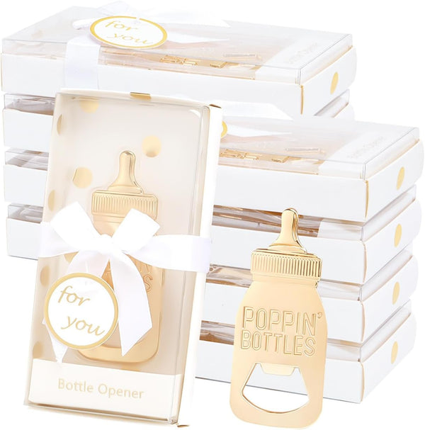 50 PCS Golden Baby Bottle Openers for Baby Shower Favors Gifts,Poppin Bottle