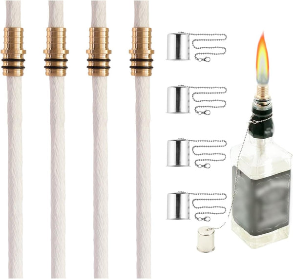 Wine Bottle Torch Kit 4 Pack, Includes 4 Long Life Torch Wicks,