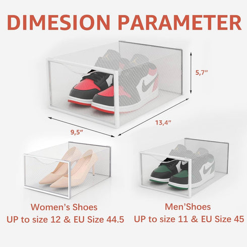 12 Pack Closet, Seseno Shoe Storage Bins, Clear Plastic Stackable Shoe Organizer for Space Saving Foldable Shoe Rack