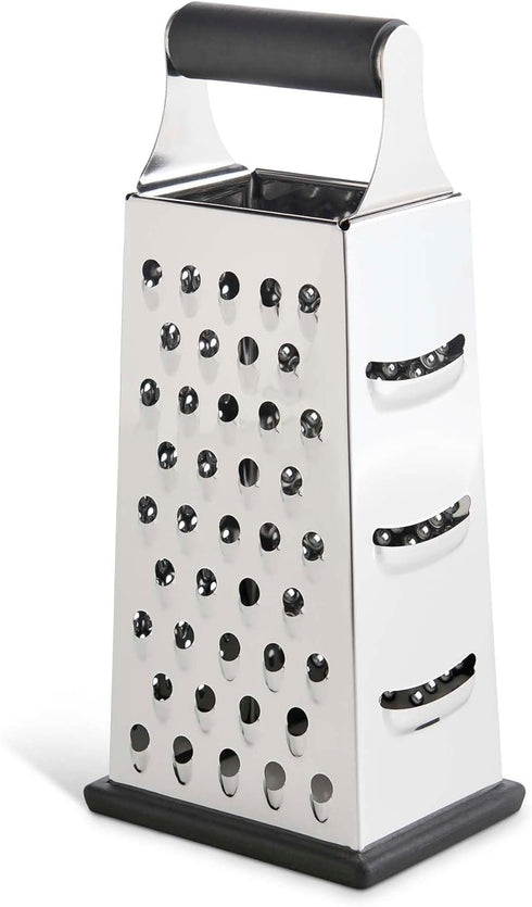 HIC Kitchen Professional Grater Zester, Stainless Steel, Non-Slip Base, 4 Multi-Grating Surfaces