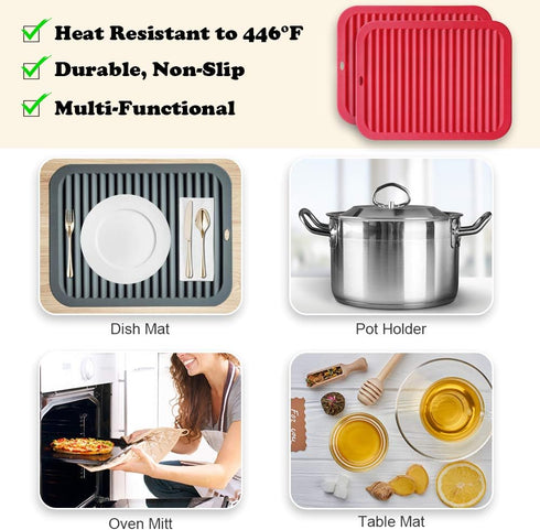 Walfos Silicone Trivets for Hot Pots and Pans - Multi-Purpose Heat Resistant Hot Pads for Kitchen Counter