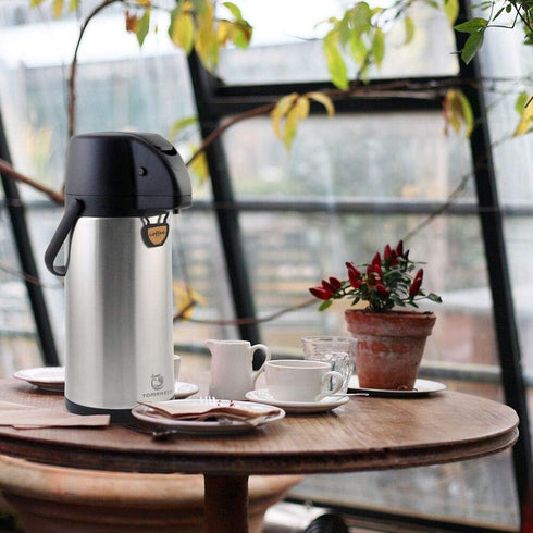 3L/102 Oz Thermal Airpot Coffee Dispenser with Pump, Insulated Stainless Steel Carafe for Hot/Cold Water and Coffee