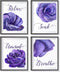heshengzaixian Purple Flower Bathroom Wall Art Print, Mauve Rose Floral Relax Soak Unwind Quotes, Set of 4, 8X10in