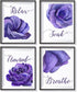 heshengzaixian Purple Flower Bathroom Wall Art Print, Mauve Rose Floral Relax Soak Unwind Quotes, Set of 4, 8X10in