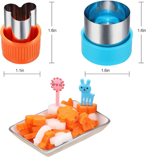 24pcs Vegetable Cutter Shapes Set, Mini Cookie Cutters, Fruit Cookie Pastry Stamps Mold with 30pcs Food Picks and Forks