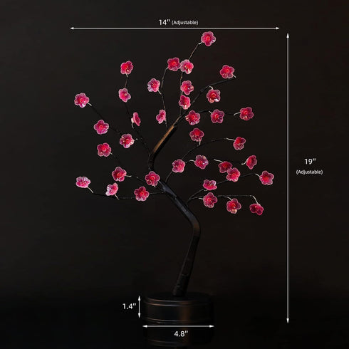 2 Pack 18inch 36 Cherry Blossom Tree Lamp, Led Bonsai Tree Lights, Battery/USB Operated Japanese Decor Night Lights
