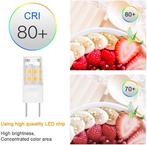 5 Pack-T4 JCD Bi-Pin G8 2Watt LED Light Bulbs, Warm White JCD Type T4 G8 Under Cabinet Puck Lamp for Kitchen Lighting