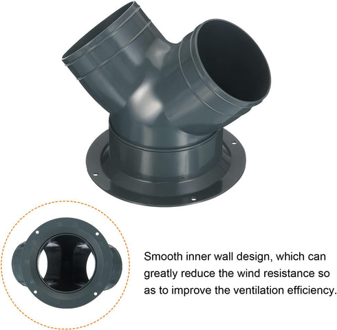 PATIKIL 3 Way Duct Splitter, 3"x3"x4" Y Reducer Connector for Air Vent Duct Hose, Grey Flange for HVAC Systems