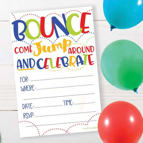Bounce House or Jumping Party Invitations with Envelopes (20 Count)