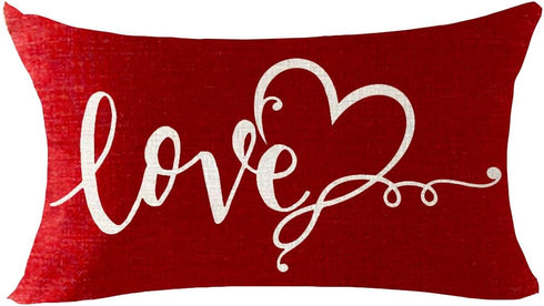 QINU KEONU Quote Inspirational Give Thanks I Love You Most Throw Pillow Case, 12 x 20 inch, Red
