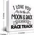 z-crange I Love You To The Moon And Back And All Around The Race Track Wood Box Sign Desk Decor,Farmhouse Racing