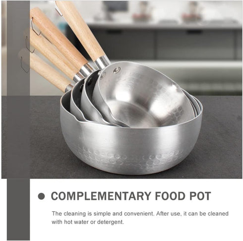 Hemoton Nonstick Saucepan Stainless Steel Yukihira Pan Small Sauce Pot Traditional Japanese Saucepan with Wooden Handle for Ramen Tempura Milk 20cm by Hemoton