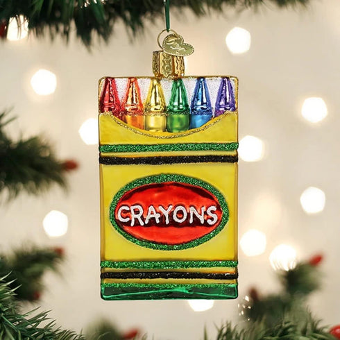 Old World Christmas Box of Crayons Blown Glass 2020 Unique Ornaments for Christmas Tree Decorations