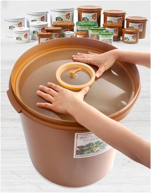 E-Jen Premium Kimchi, Sauerkraut Container Probiotic Fermentation with Inner Vacuum Lid - Round (0.4 gal/ 1.5L)