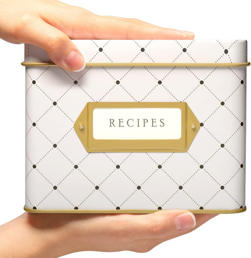 Jot & Mark Recipe Card Gift Box: 50 4x6 inch Cards with 14 Dividers in a Decorative Floral Tin Box