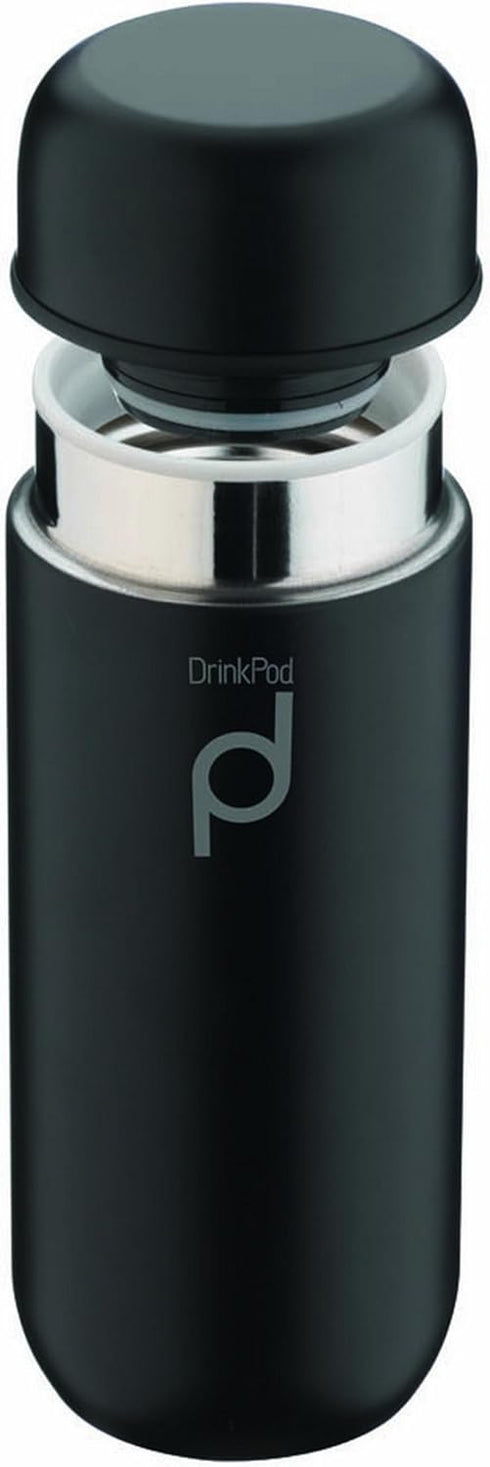 Drinkpod HCF-200BK Vacuum Insulated Capsule Flask, Black, Stainless Steel, 200ml