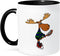 3dRose "Funny Moose With Lacrosse Stick Art" Two Tone Black Mug, 11 oz