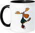 3dRose "Funny Moose With Lacrosse Stick Art" Two Tone Black Mug, 11 oz