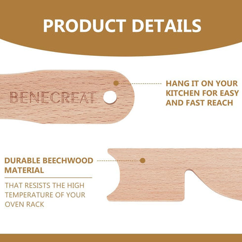 BENECREAT Beech Wood Oven Rack Puller, 16x1.2 Inch, Rectangle Push Pull Tool for Kitchen Oven, Toaster Oven, Air Fryer
