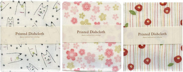 Set of 3 Printed Dishcloths - Animal Print, Flower Print, and Poppy Print