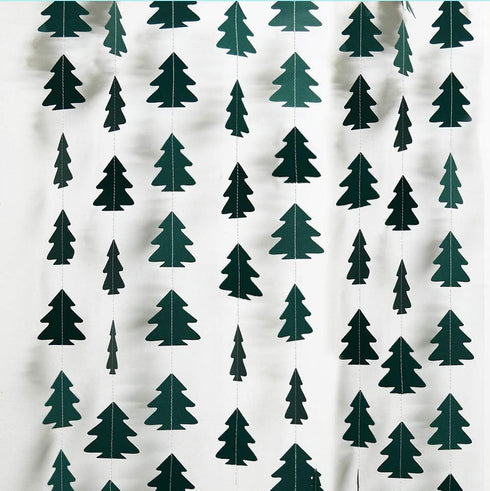 Cheerland Christmas Tree Garland, Camping Decorations for Woodland Theme Party, Dark Green