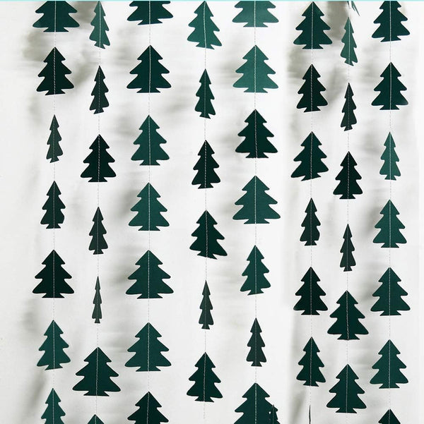 Cheerland Christmas Tree Garland, Camping Decorations for Woodland Theme Party, Dark Green
