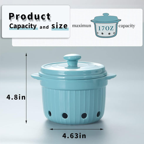 Countertop, HAOTOP Garlic Keeper with Lid, Ceramic Garlic Saver Container for Kitchen Decor (Turquoise)